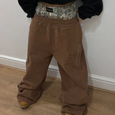 Hearujoy Y2K Vintage Sweatpants American Camouflage Double Waist Embroidered Streetwear High Street Oversized Unisex Cotton Sports Pants